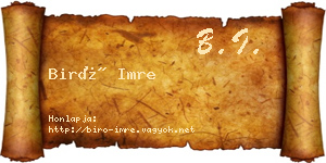 Biró Imre névjegykártya